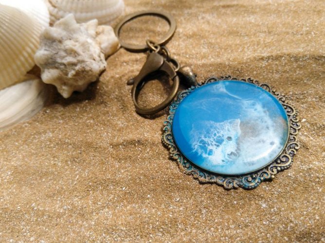 دسته کلید رزین طرح دریا