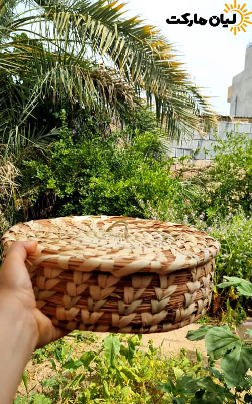 سبد حصیری نان پنگاش ۳۰ سانتیمتر، بافت طبیعی از برگ نخل