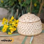 ظرف حصیری چندمنظوره درب‌دار ساخته‌شده از برگ نخل بوشهر